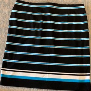 Cato 22 24w skirt.   EUC.   Black turquoise white stripe